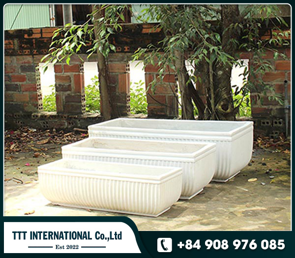 Luxury Rectangle Trough  striped cement planter